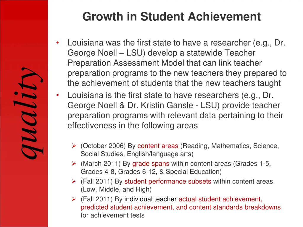 growth in student achievement
