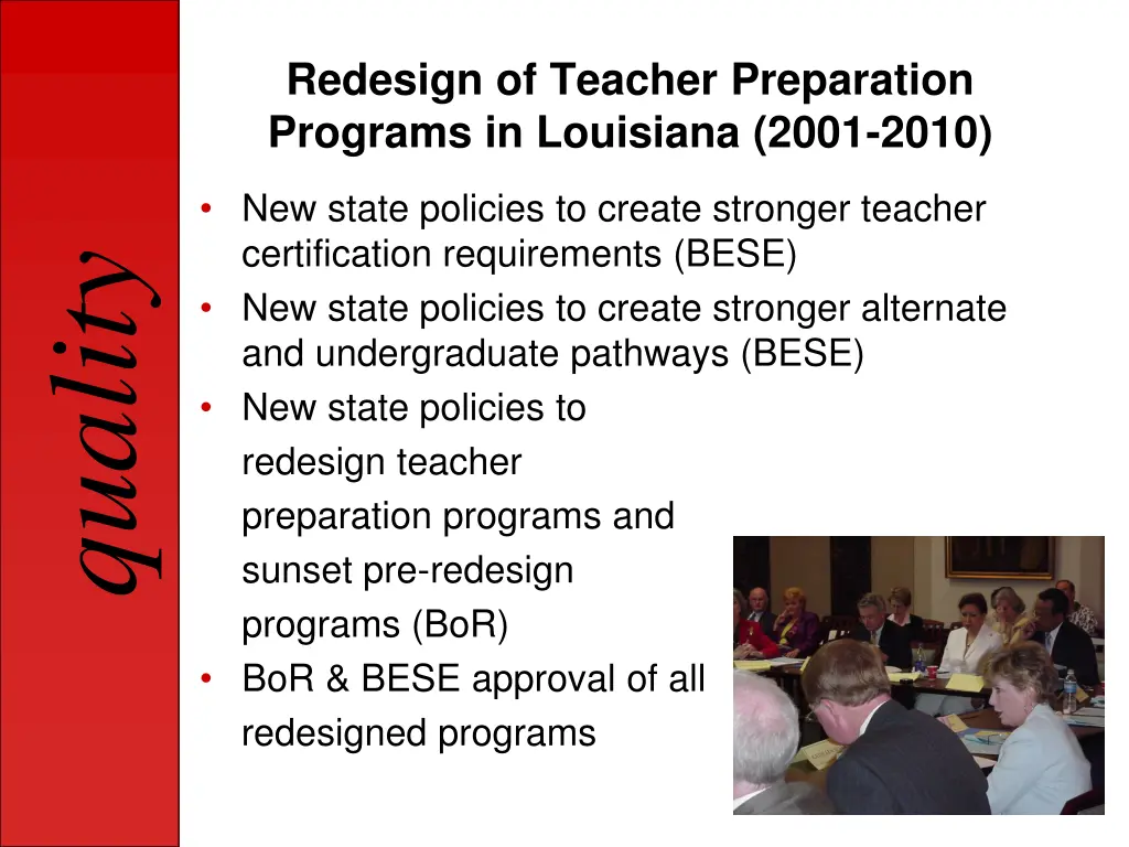 redesign of teacher preparation programs