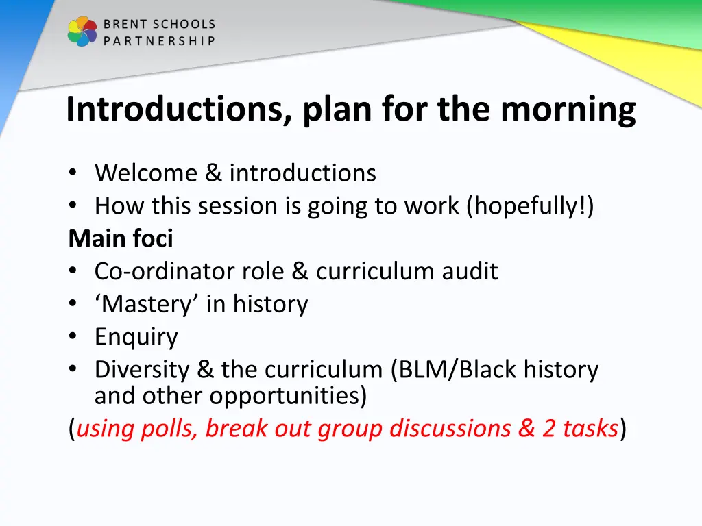 introductions plan for the morning