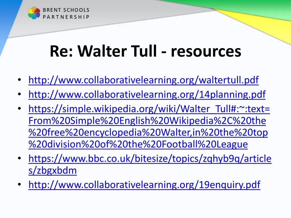 re walter tull resources