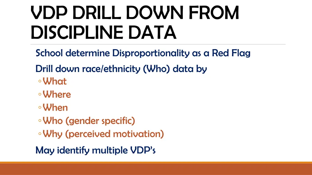 vdp drill down from discipline data school