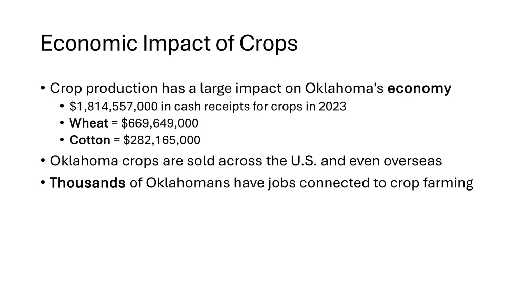 economic impact of crops