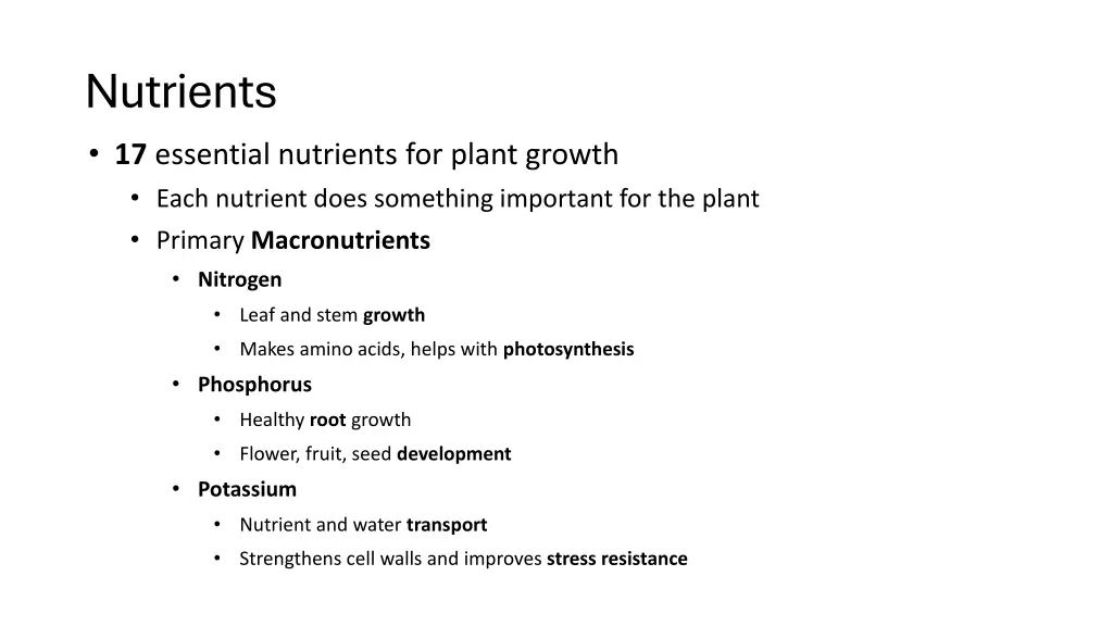 nutrients 17 essential nutrients for plant growth