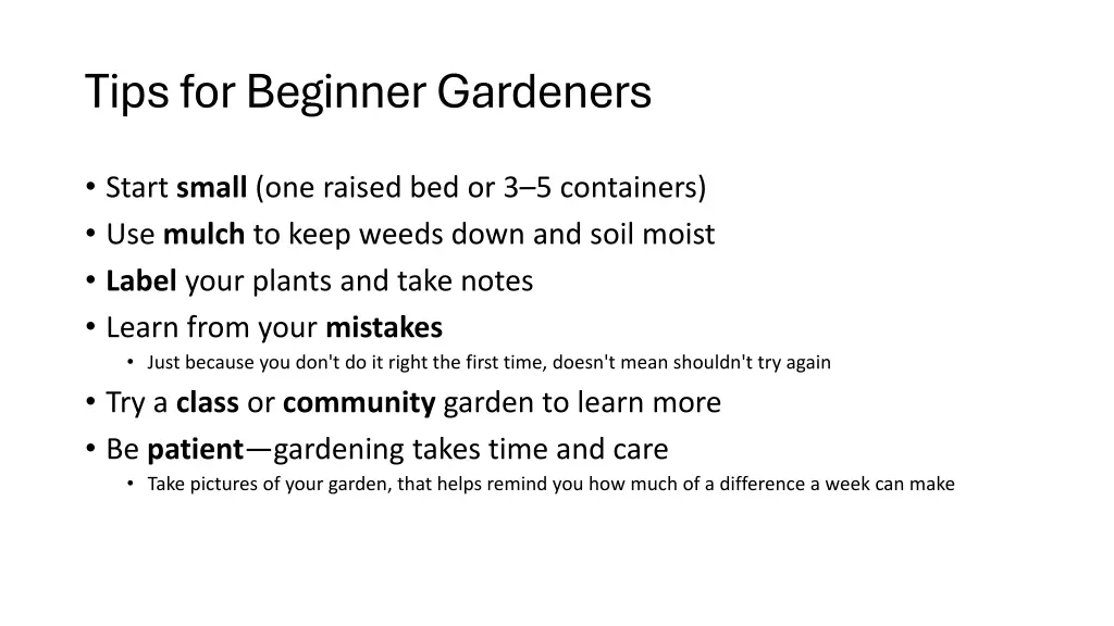 tips for beginner gardeners