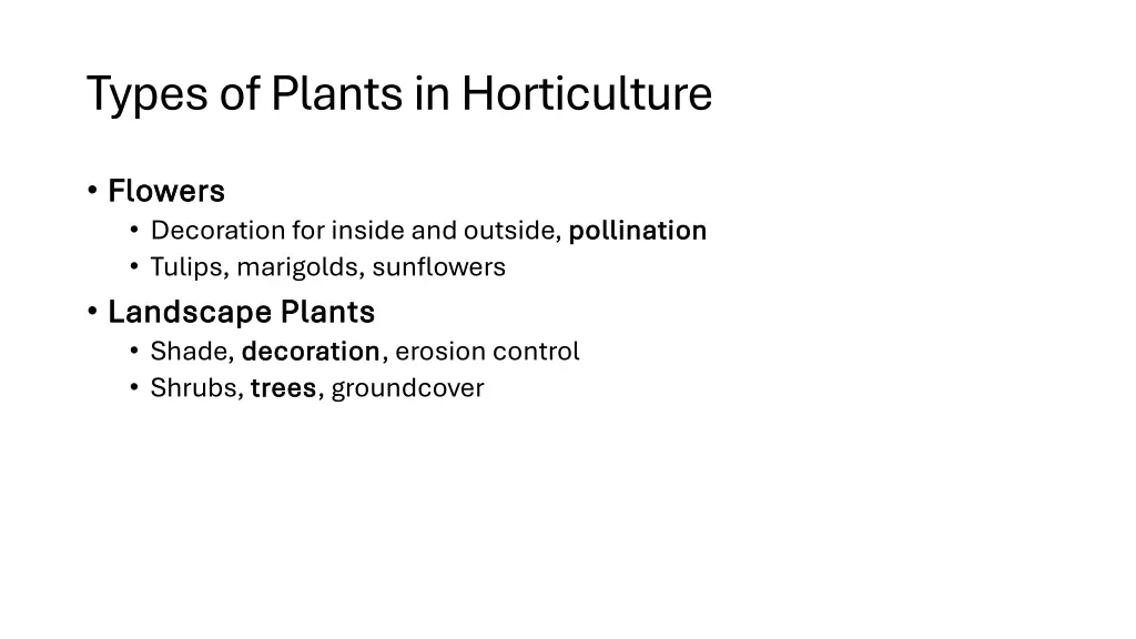 types of plants in horticulture 1