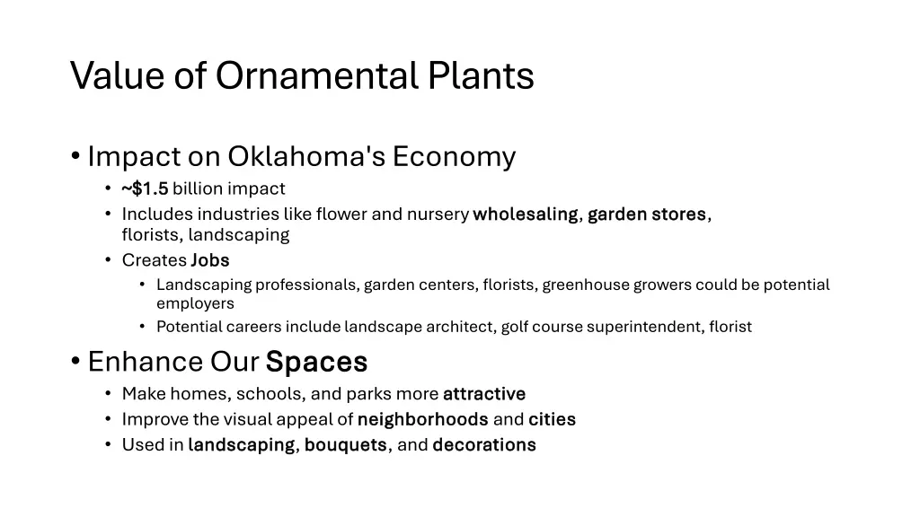 value of ornamental plants