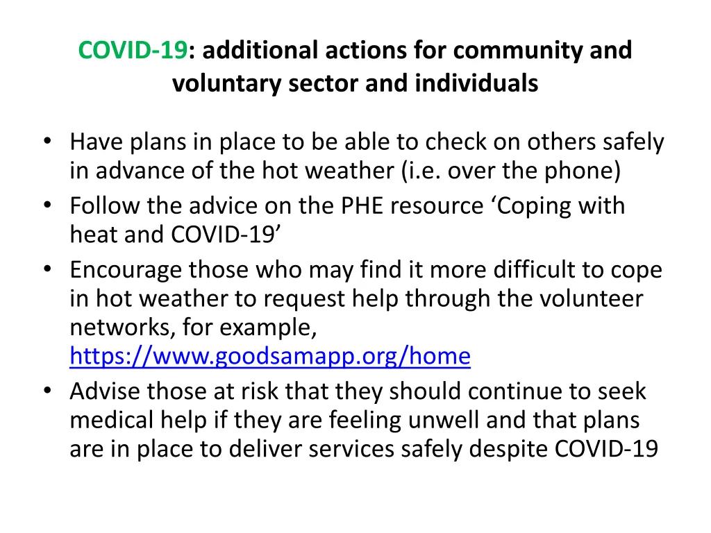 covid 19 additional actions for community