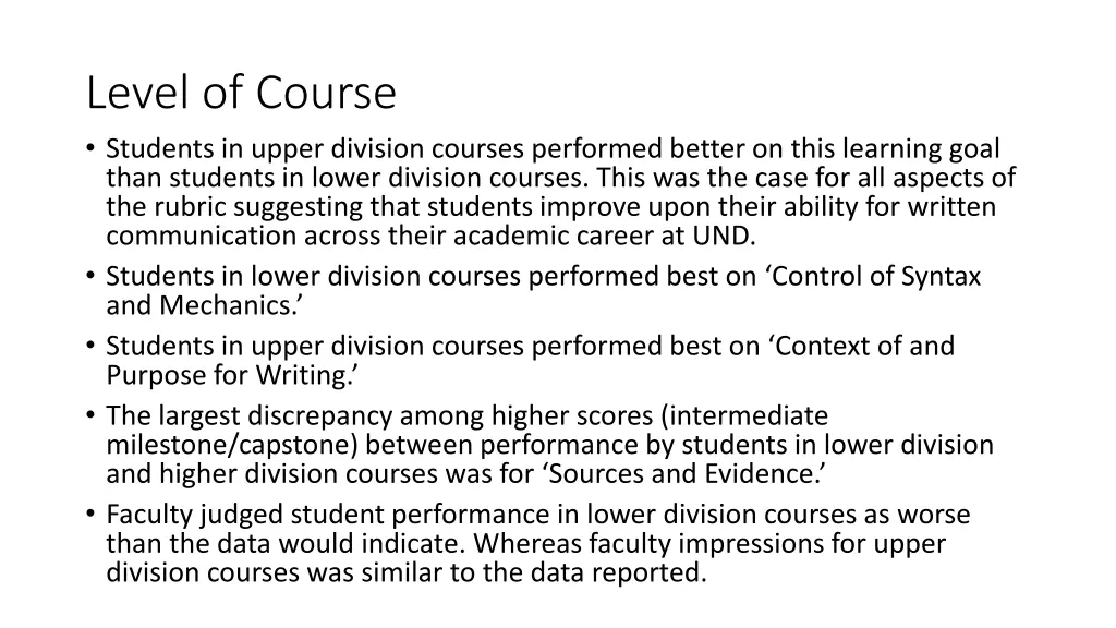 level of course students in upper division