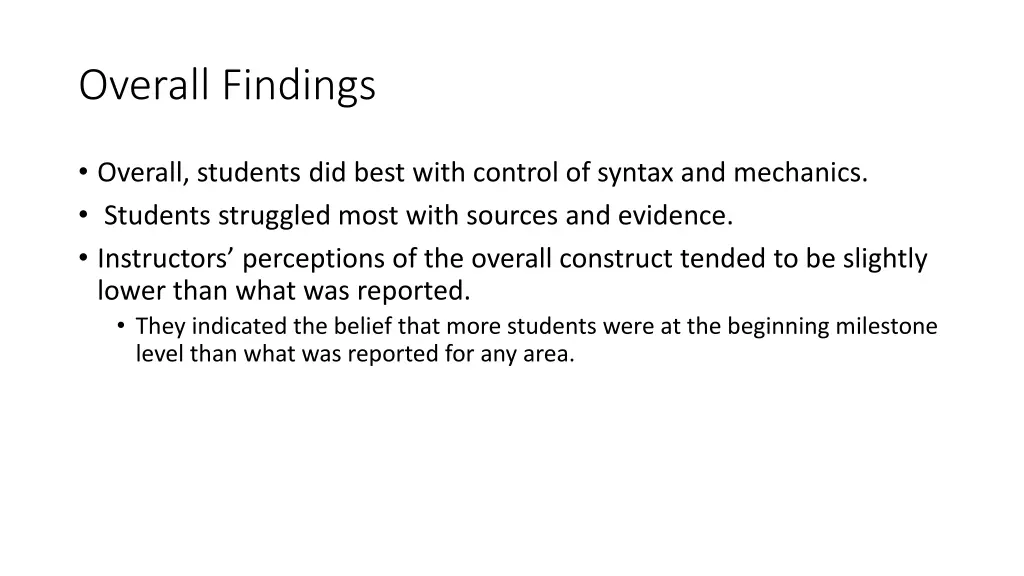 overall findings