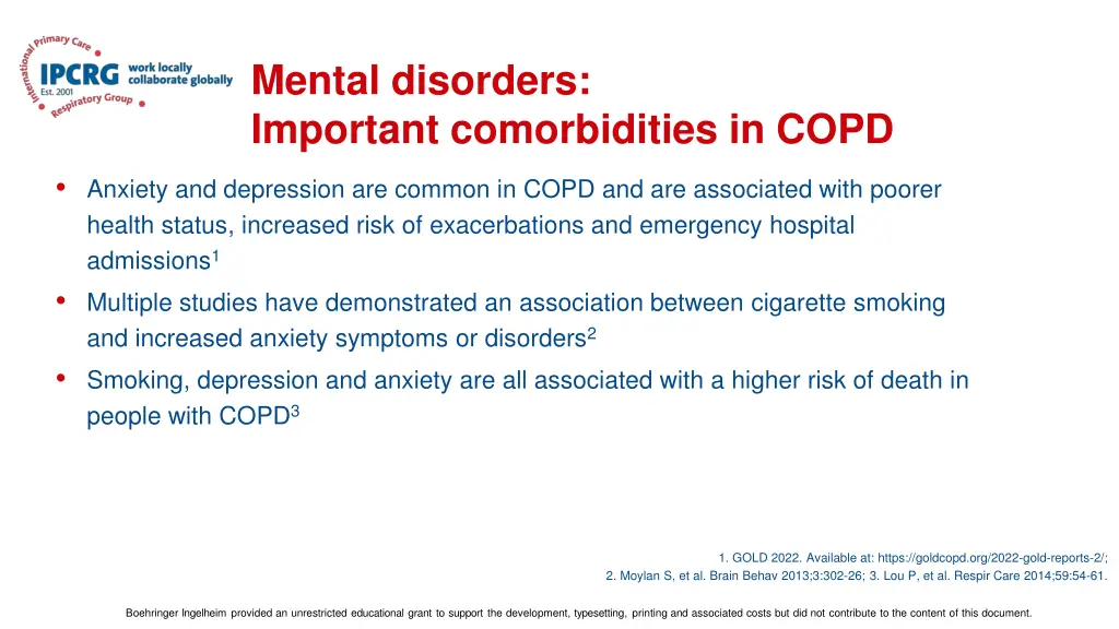 mental disorders important comorbidities in copd