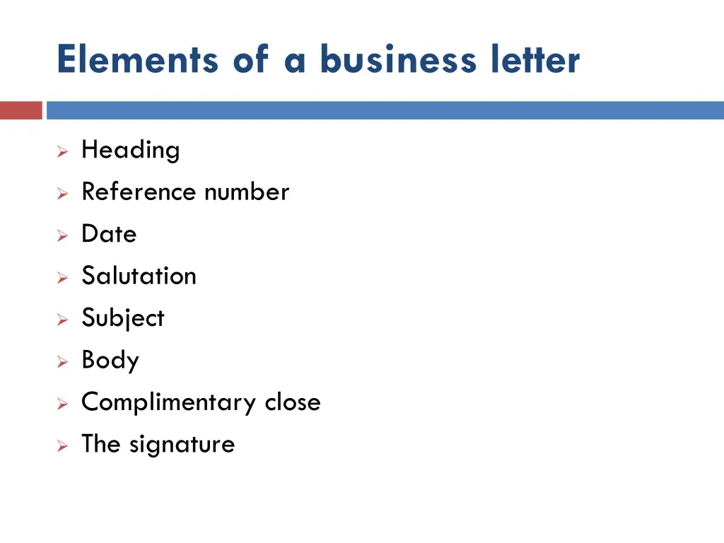 elements of a business letter