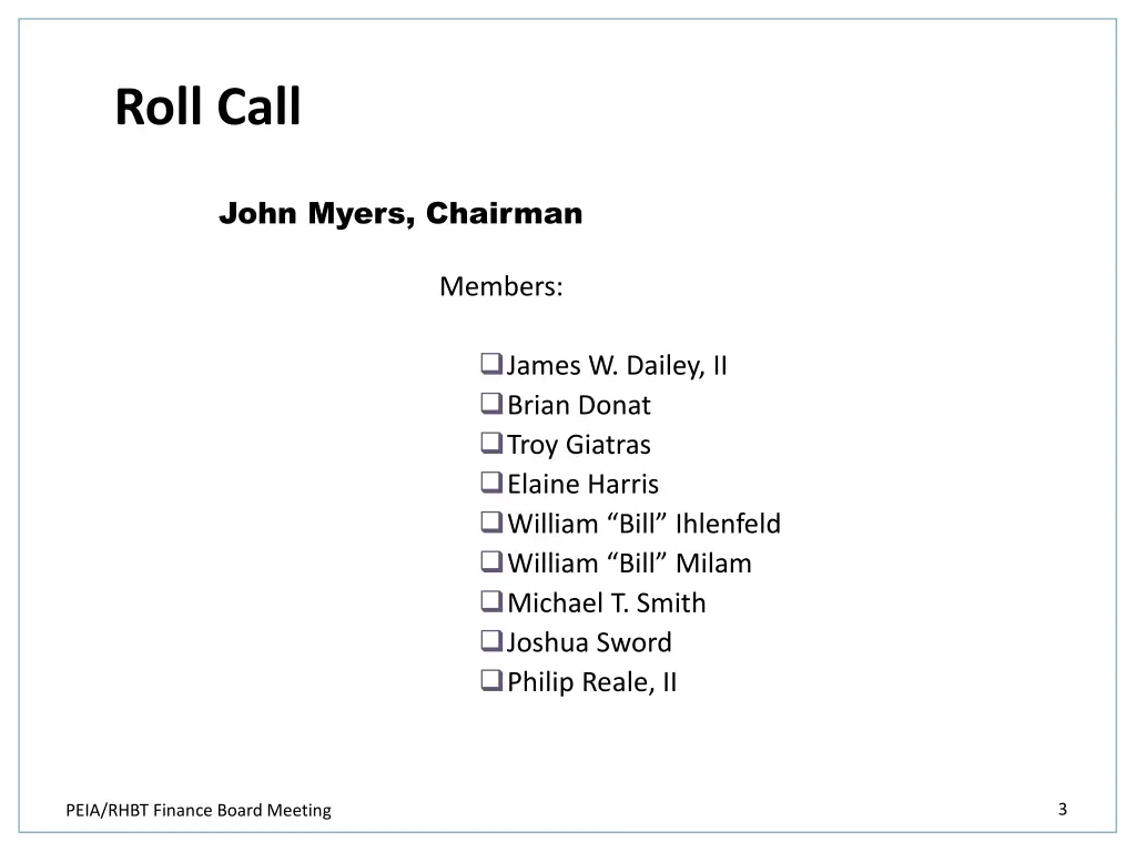 roll call