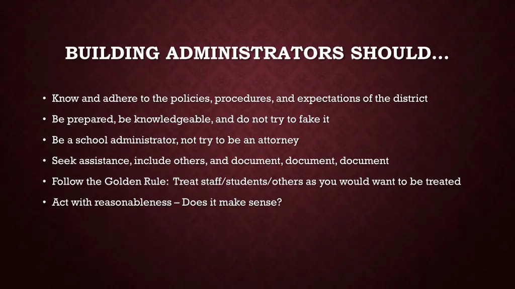 building administrators should