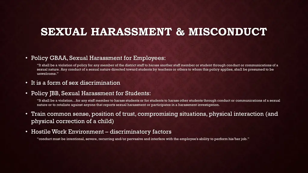 sexual harassment misconduct
