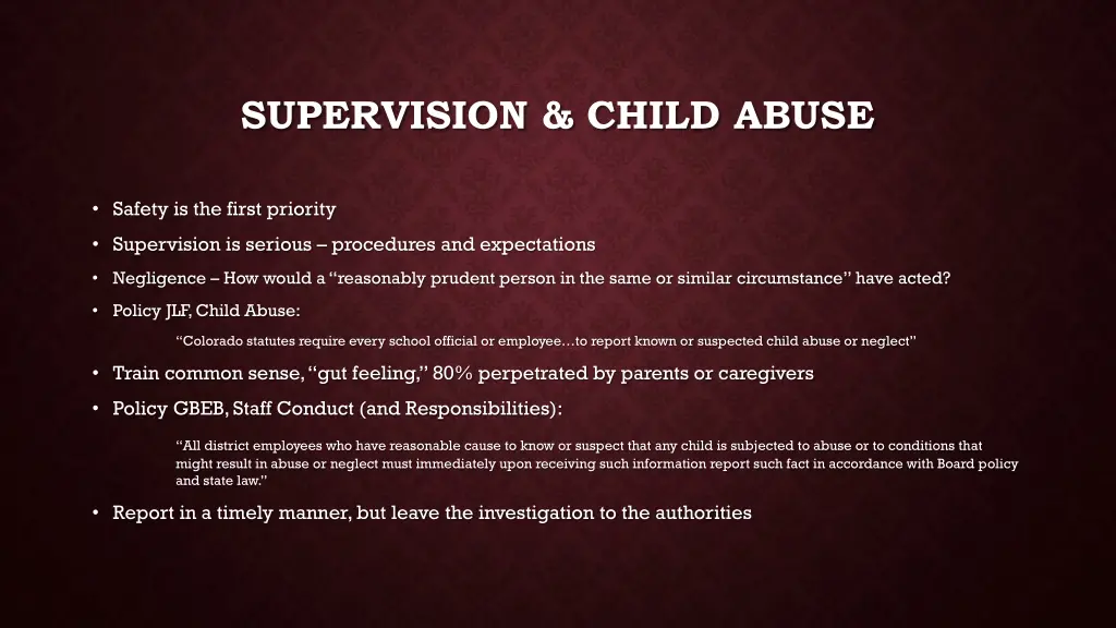supervision child abuse