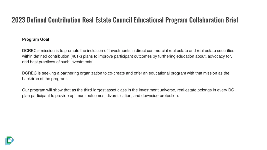 2023 defined contribution real estate council