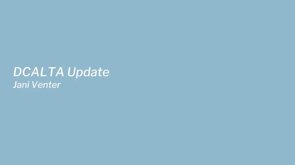 dcalta update jani venter