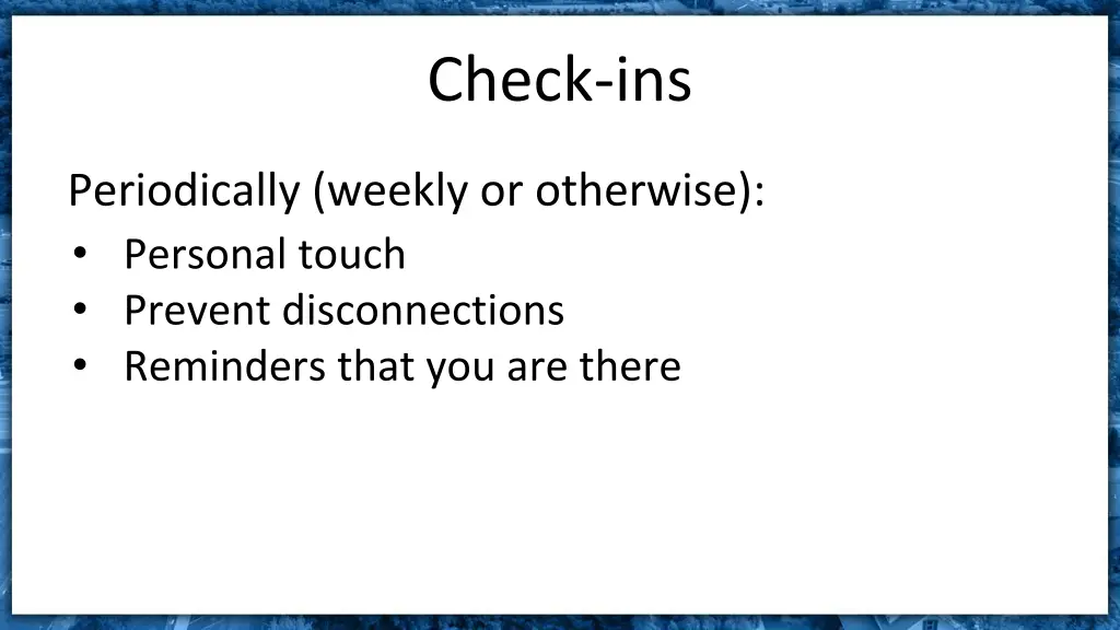 check ins