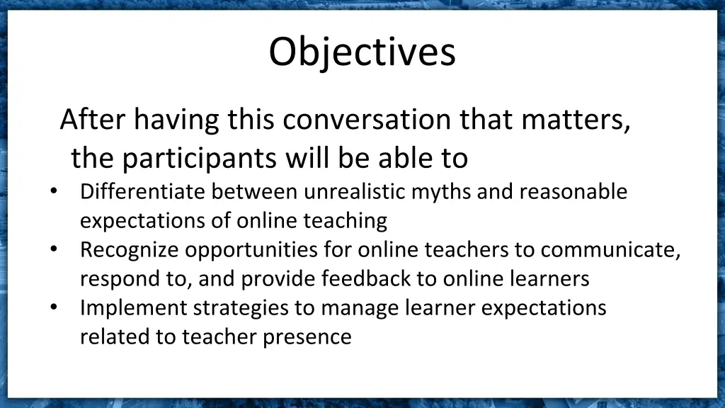 objectives