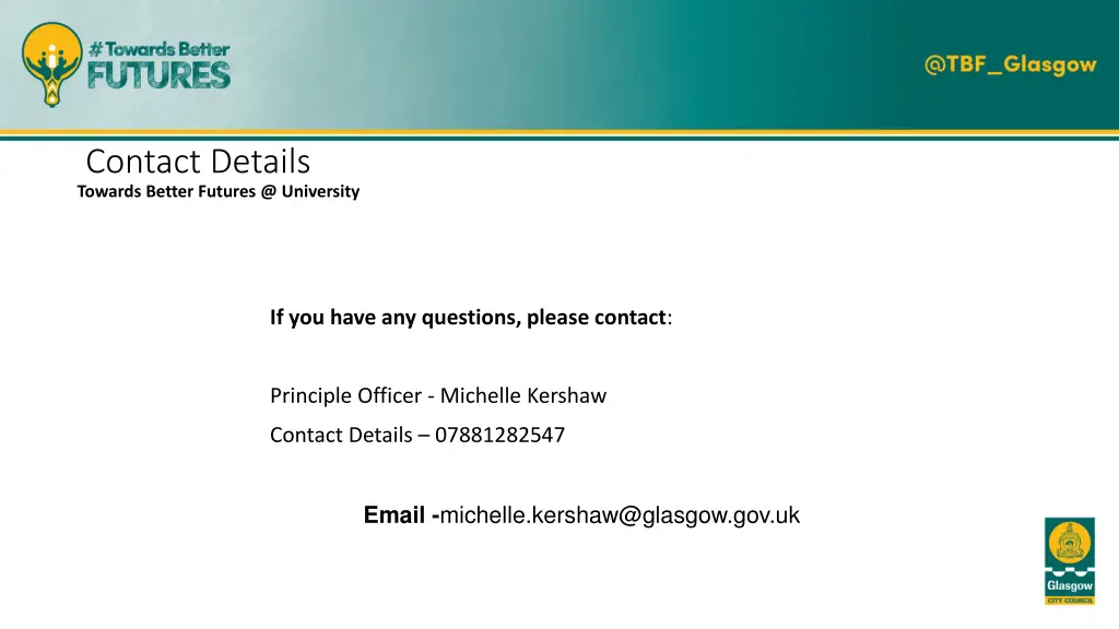 contact details towards better futures