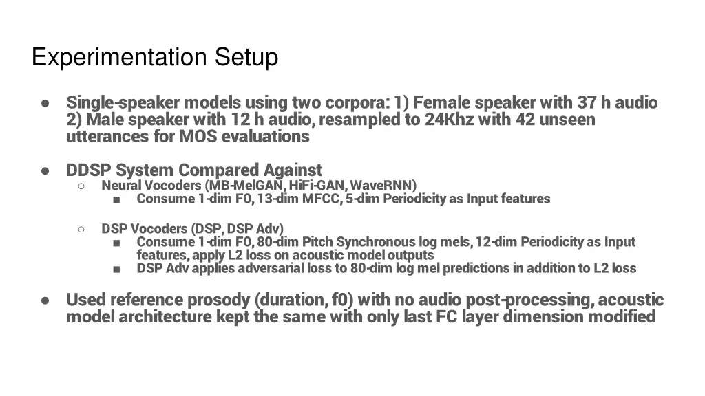 experimentation setup