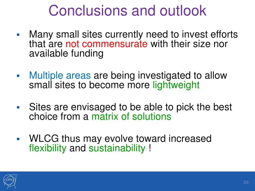 conclusions and outlook