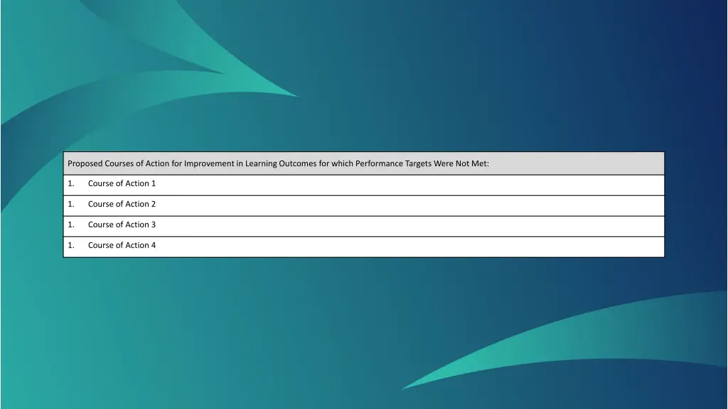 proposed courses of action for improvement