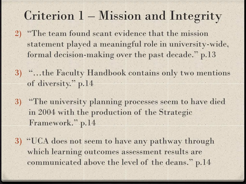 criterion 1 mission and integrity