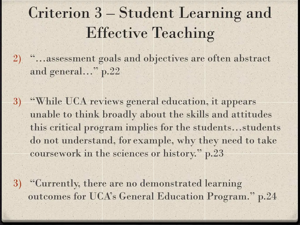 criterion 3 student learning and effective