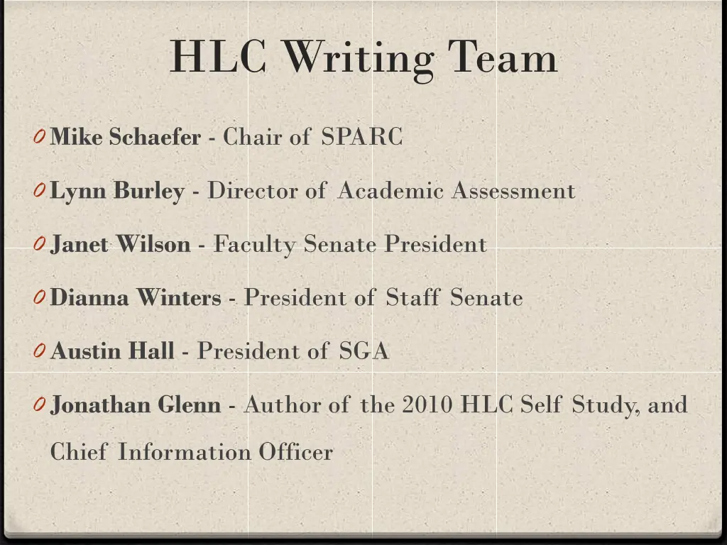 hlc writing team