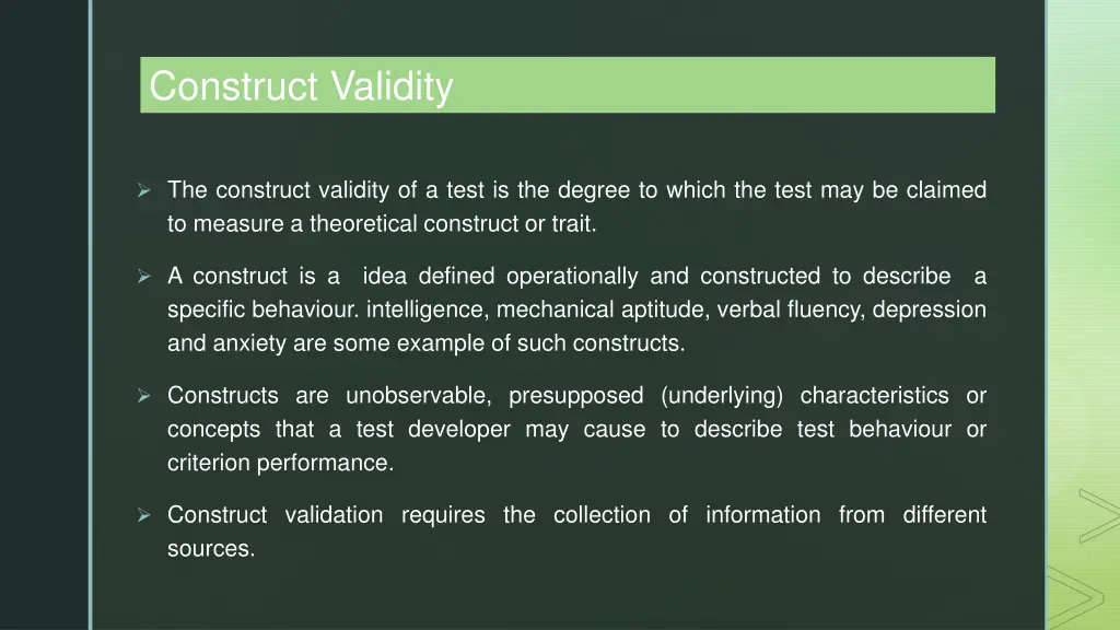 construct validity