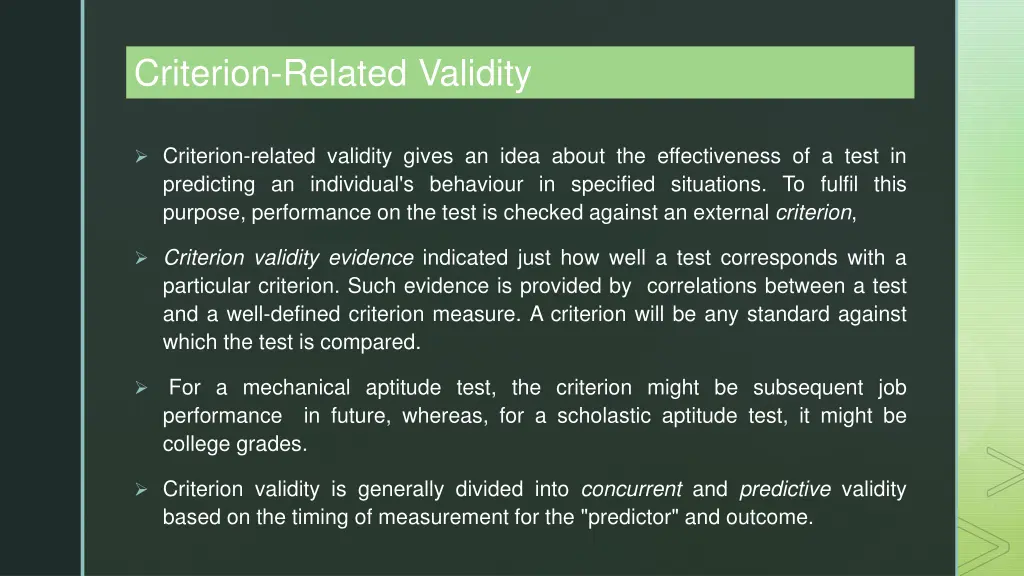 criterion related validity