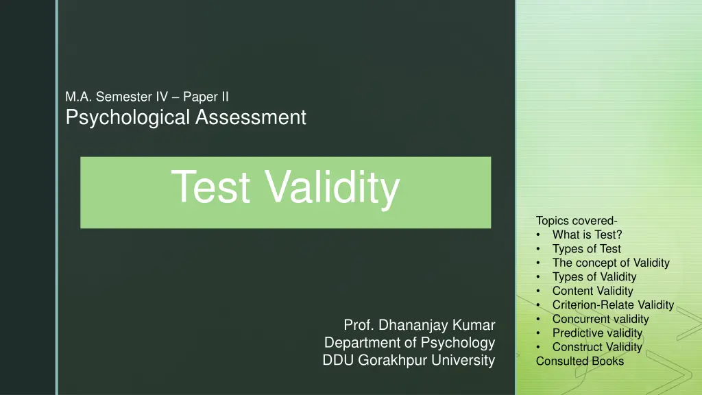m a semester iv paper ii psychological assessment