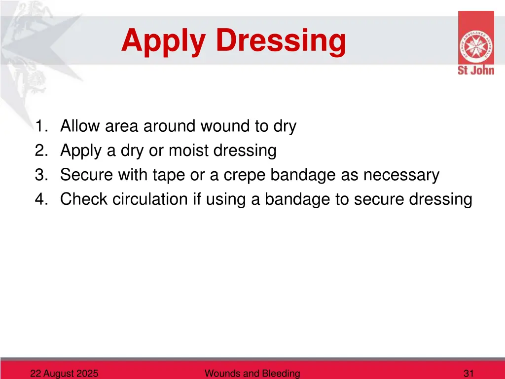 apply dressing