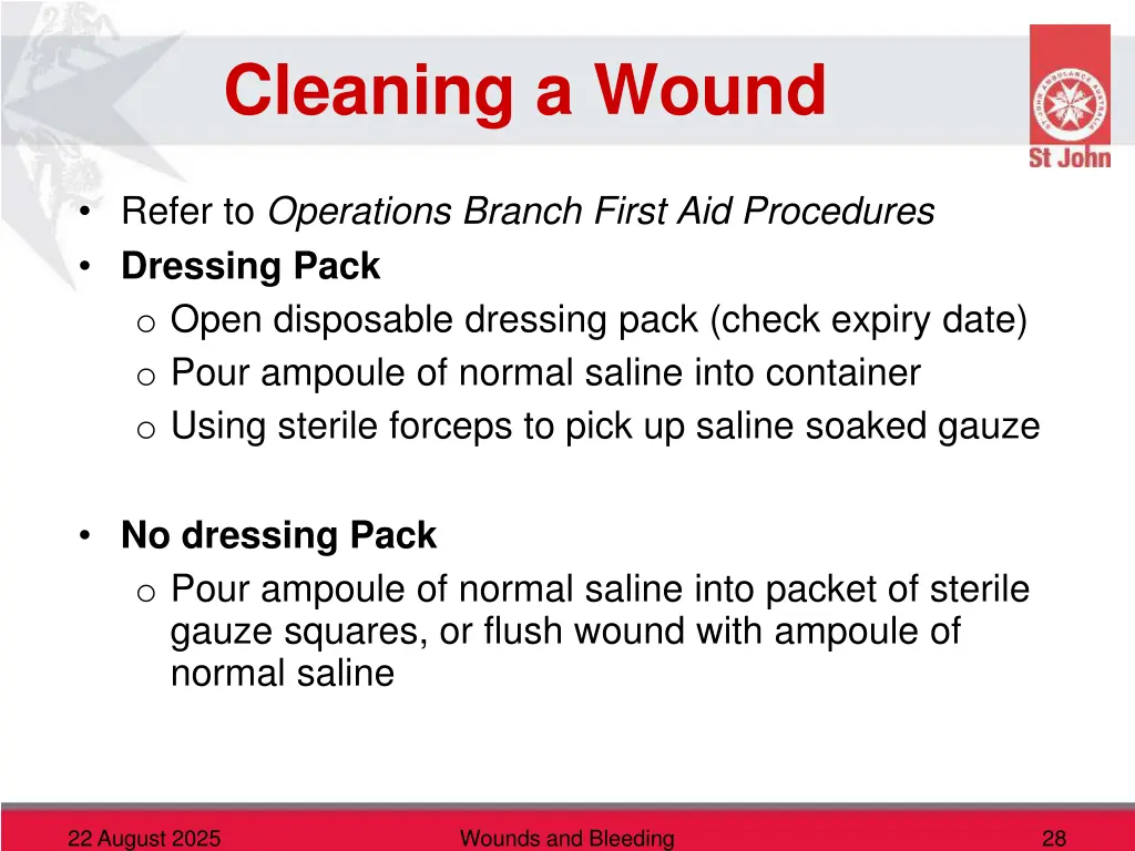 cleaning a wound