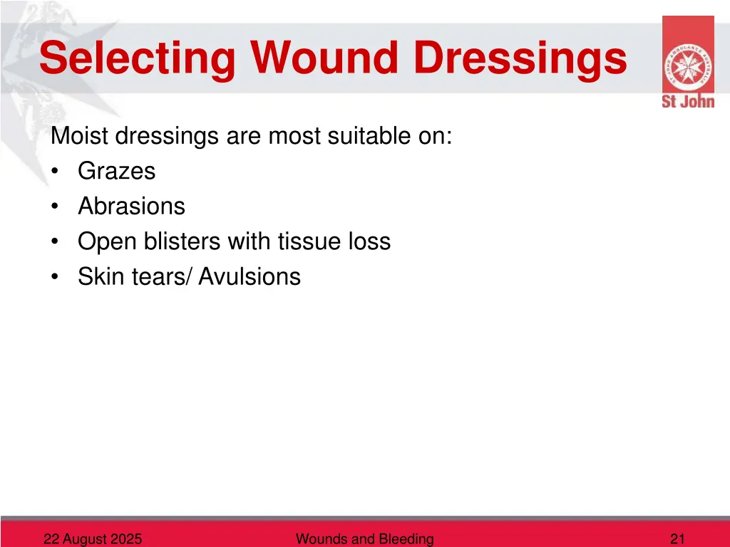 selecting wound dressings