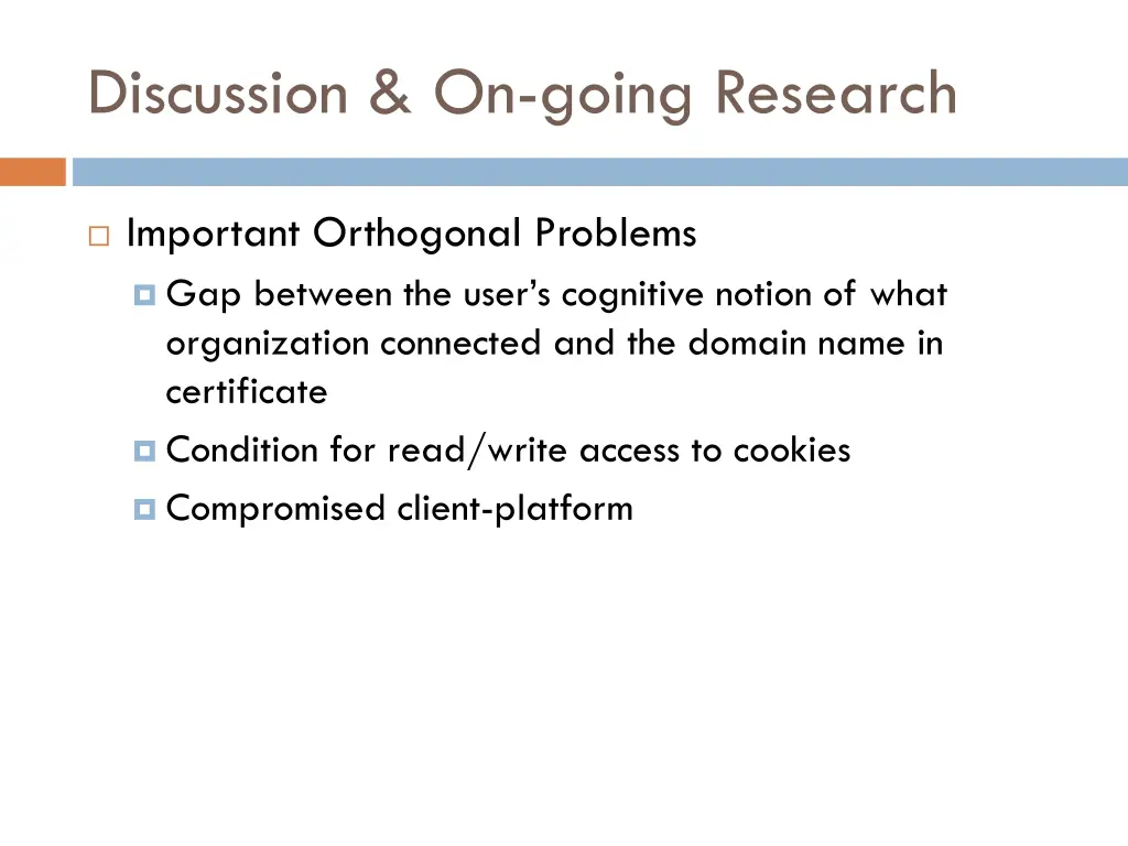 discussion on going research 1
