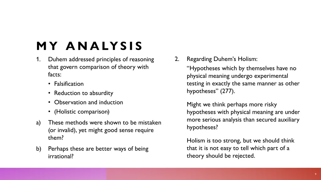 my analysis 1 duhem addressed principles