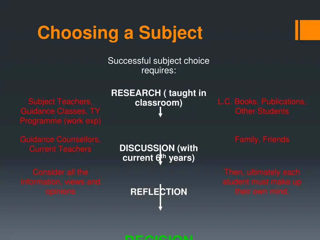 choosing a subject