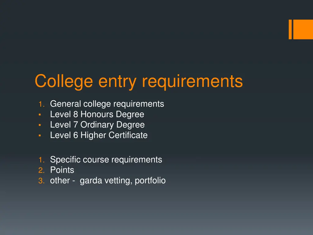 college entry requirements