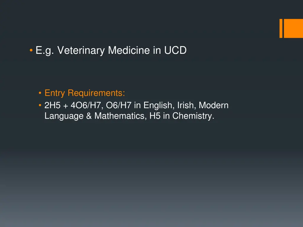 e g veterinary medicine in ucd