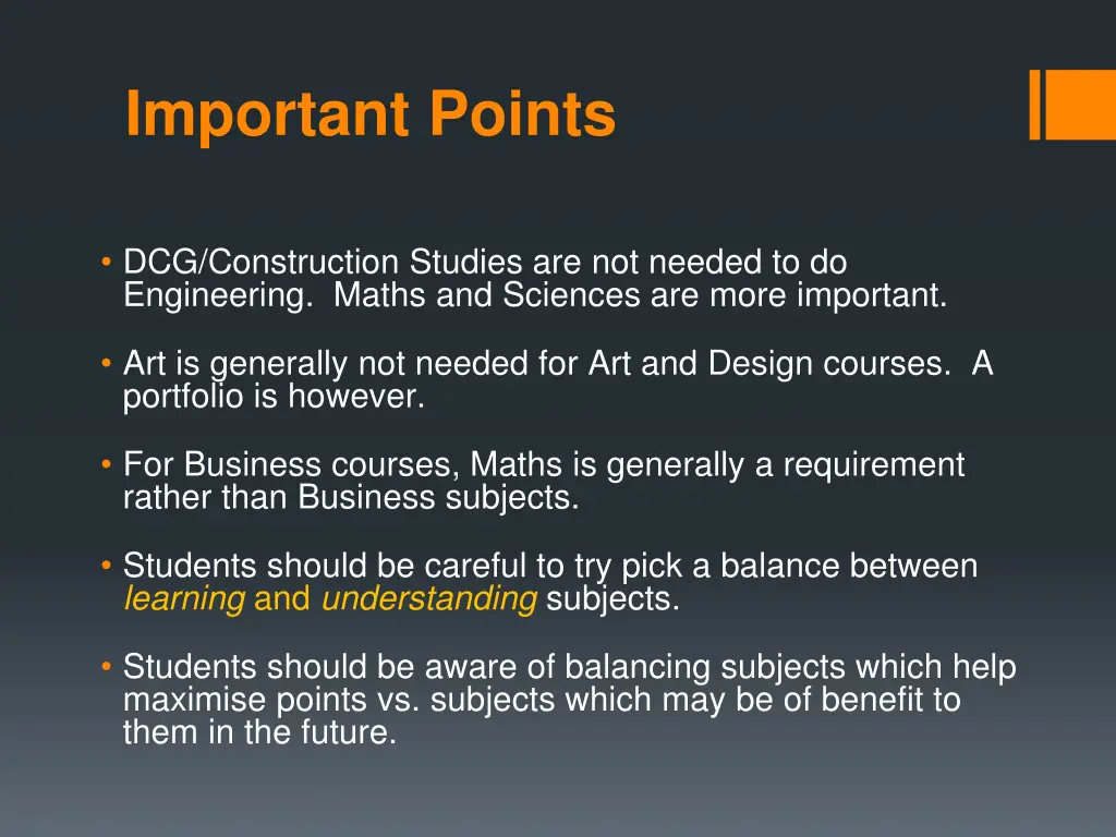 important points