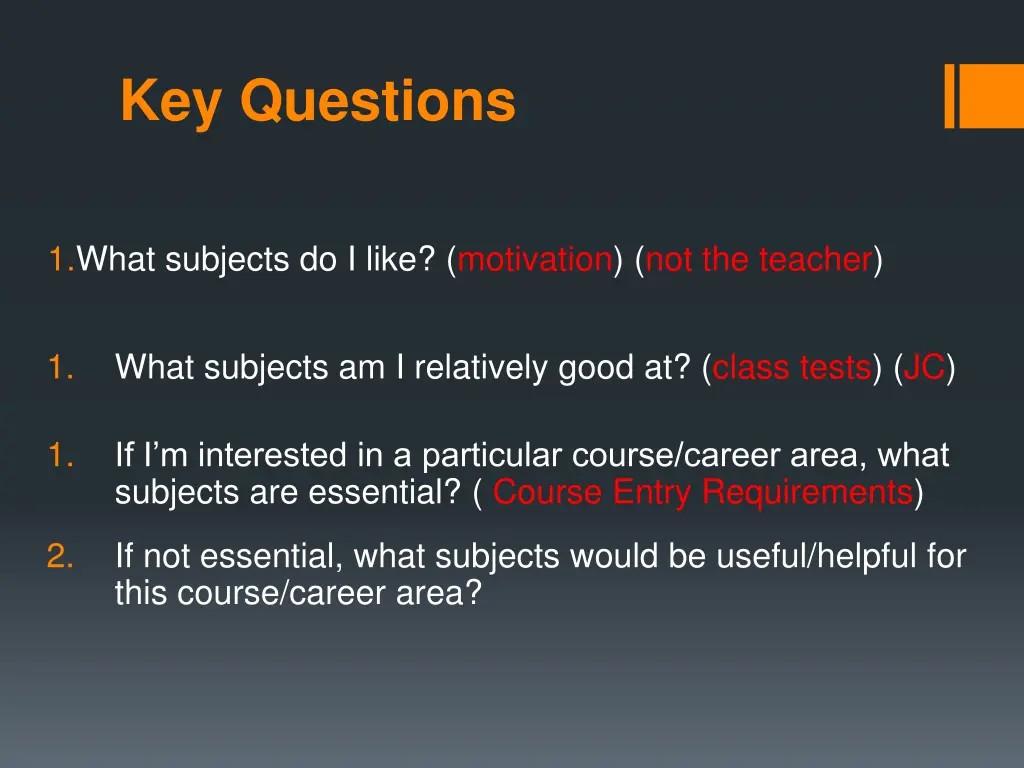 key questions