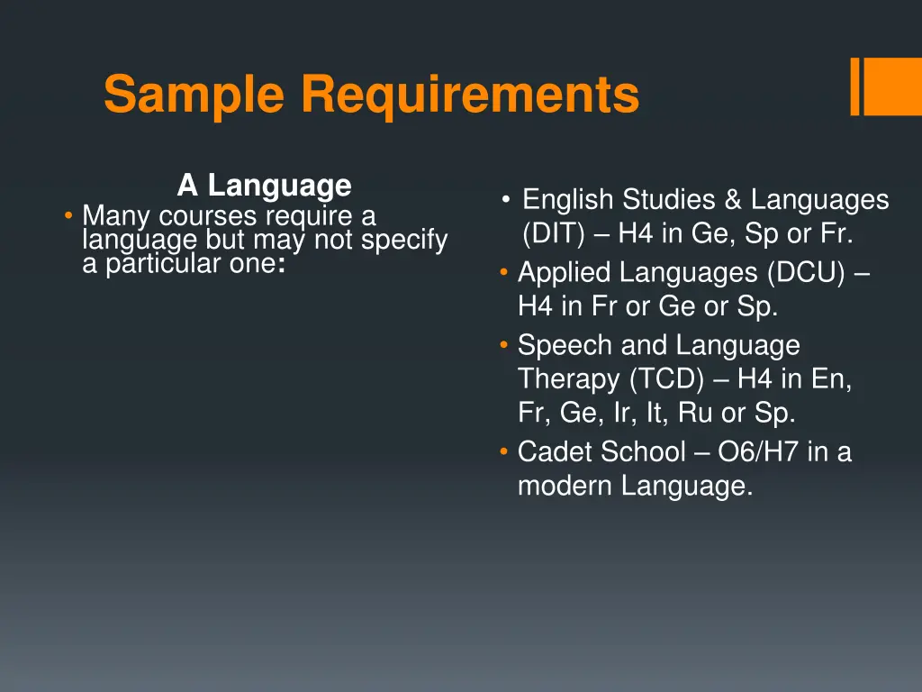 sample requirements