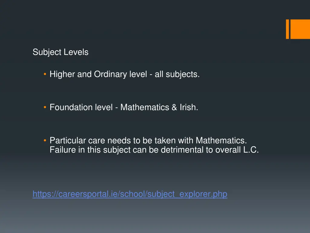 subject levels