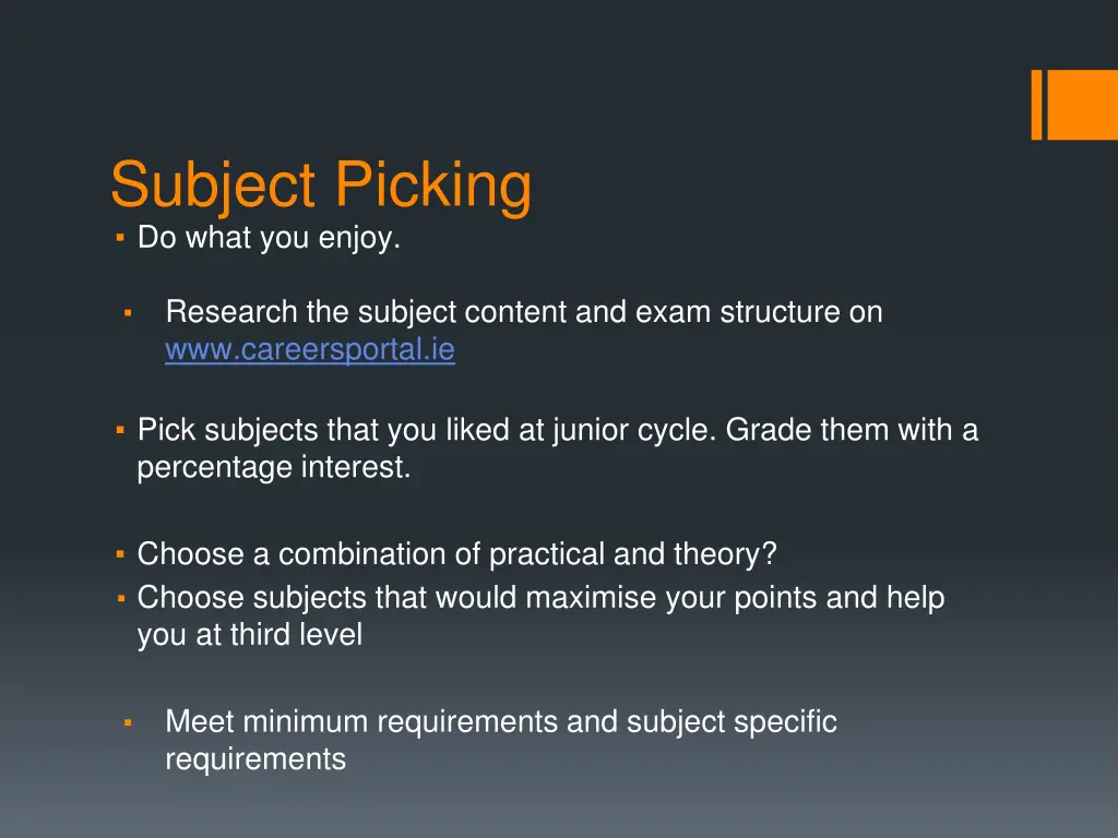 subject picking do what you enjoy