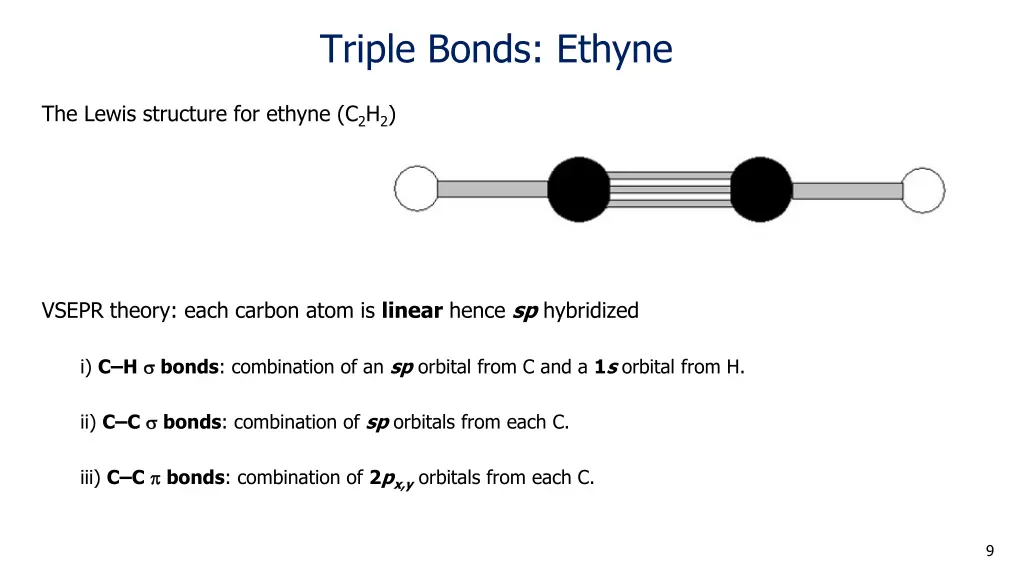 triple bonds ethyne