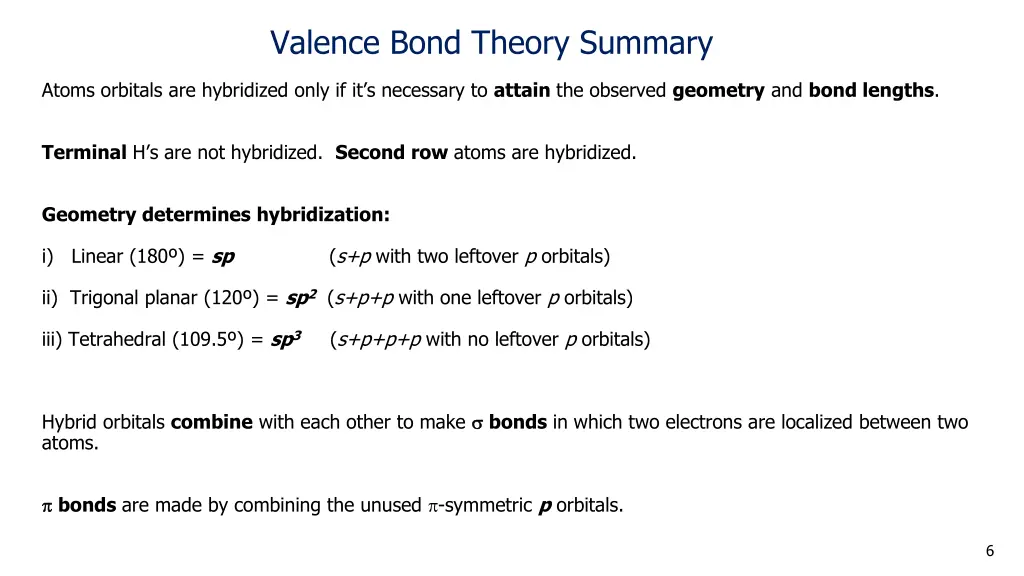 valence bond theory summary