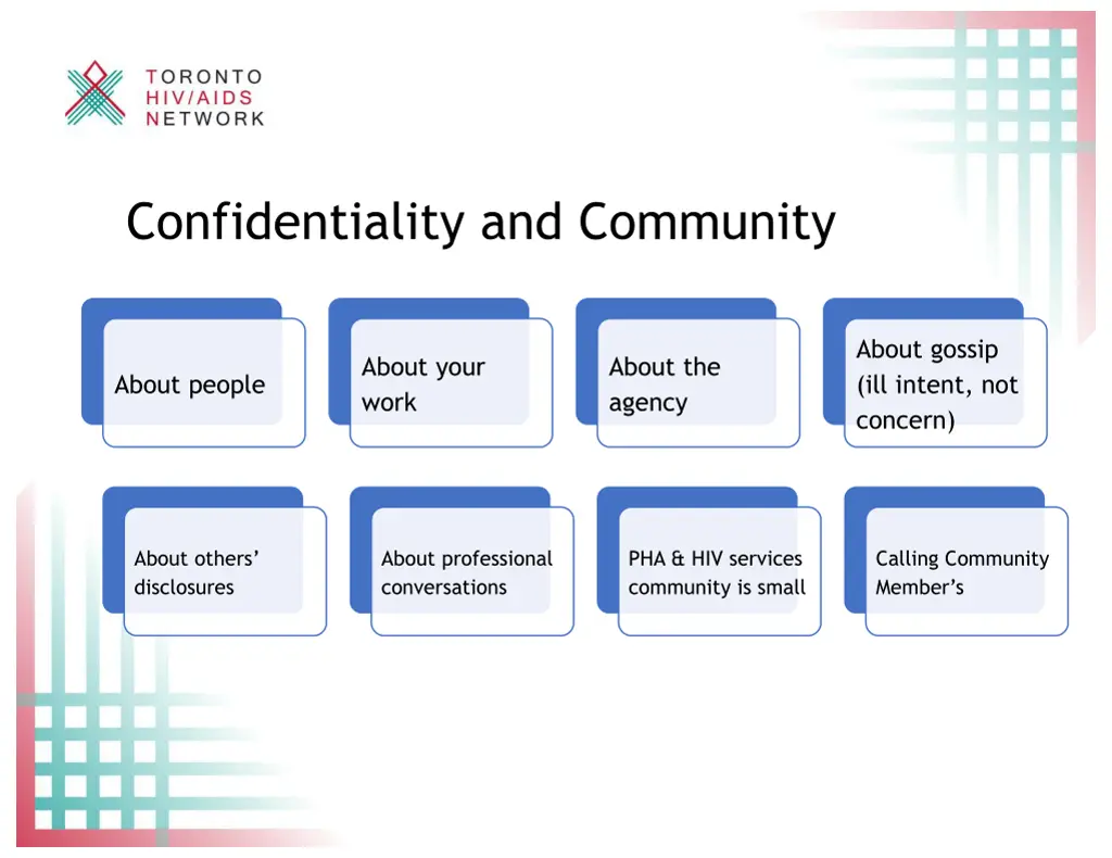 confidentiality and community