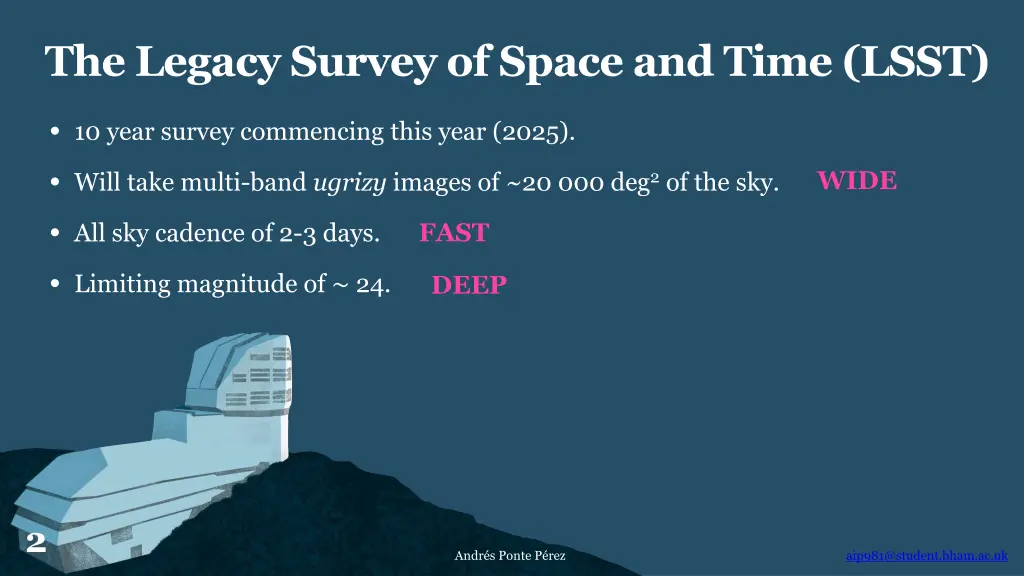 the legacy survey of space and time lsst